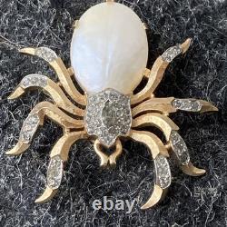 CROWN TRIFARI ALFRED PHILIPPE Gold Tone Spider Fantasia Pin Brooch MOP