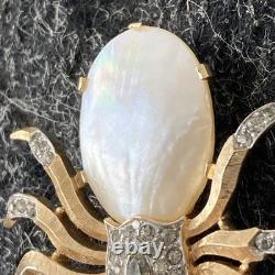CROWN TRIFARI ALFRED PHILIPPE Gold Tone Spider Fantasia Pin Brooch MOP