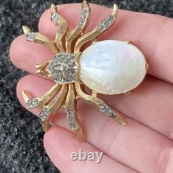 CROWN TRIFARI ALFRED PHILIPPE Gold Tone Spider Fantasia Pin Brooch MOP