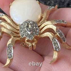 CROWN TRIFARI ALFRED PHILIPPE Gold Tone Spider Fantasia Pin Brooch MOP