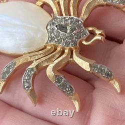 CROWN TRIFARI ALFRED PHILIPPE Gold Tone Spider Fantasia Pin Brooch MOP