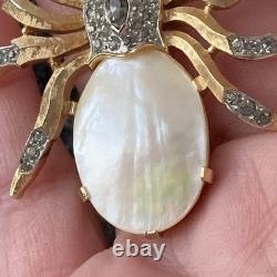 CROWN TRIFARI ALFRED PHILIPPE Gold Tone Spider Fantasia Pin Brooch MOP