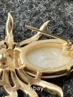 CROWN TRIFARI ALFRED PHILIPPE Gold Tone Spider Fantasia Pin Brooch MOP