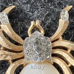 CROWN TRIFARI ALFRED PHILIPPE Gold Tone Spider Fantasia Pin Brooch MOP