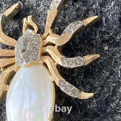 CROWN TRIFARI ALFRED PHILIPPE Gold Tone Spider Fantasia Pin Brooch MOP