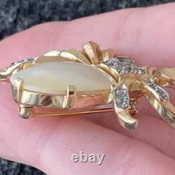 CROWN TRIFARI ALFRED PHILIPPE Gold Tone Spider Fantasia Pin Brooch MOP