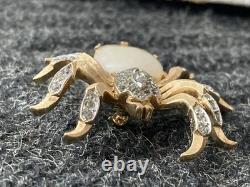 CROWN TRIFARI ALFRED PHILIPPE Gold Tone Spider Fantasia Pin Brooch MOP