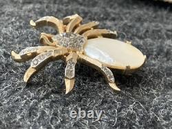 CROWN TRIFARI ALFRED PHILIPPE Gold Tone Spider Fantasia Pin Brooch MOP