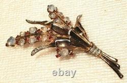 CROWN TRIFARI, ALFRED PHILIPPE Sterling, rhinestone, JellyBelly floral spray pin