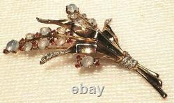 CROWN TRIFARI, ALFRED PHILIPPE Sterling, rhinestone, JellyBelly floral spray pin