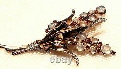 CROWN TRIFARI, ALFRED PHILIPPE Sterling, rhinestone, JellyBelly floral spray pin