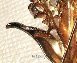 CROWN TRIFARI, ALFRED PHILIPPE Sterling, rhinestone, JellyBelly floral spray pin