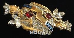 CROWN TRIFARI Alfred Philippe 1953 KING/QUEEN OF DIAMONDS Brooch & Earrings Set