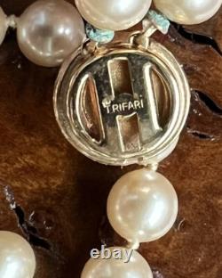 CROWN TRIFARI Alfred Philippe Double Strand Faux Pearl Necklace and Bracelet Set