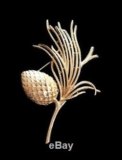 CROWN TRIFARI Alfred Philippe'Egret' Pine Cone Brooch U. S. A. Circa 1963