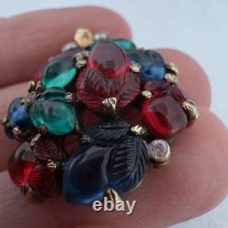 CROWN TRIFARI? Alfred Philippe? FRUIT SALAD Molded Glass Necklace STERLING