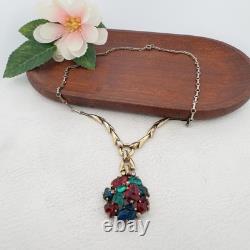 CROWN TRIFARI? Alfred Philippe? FRUIT SALAD Molded Glass Necklace STERLING