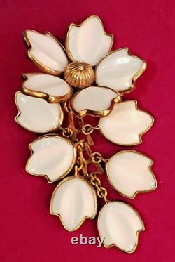 CROWN TRIFARI Alfred Philippe Poured Glass Flower & Dangles Pin Brooch Vintage
