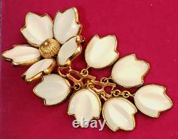 CROWN TRIFARI Alfred Philippe Poured Glass Flower & Dangles Pin Brooch Vintage