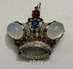 CROWN TRIFARI Alfred Philippe Sterling Silver Crown Pendant 1940's Rare