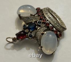 CROWN TRIFARI Alfred Philippe Sterling Silver Crown Pendant 1940's Rare