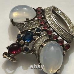 CROWN TRIFARI Alfred Philippe Sterling Silver Crown Pendant 1940's Rare