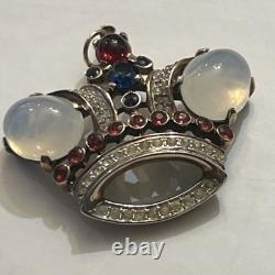 CROWN TRIFARI Alfred Philippe Sterling Silver Crown Pendant 1940's Rare