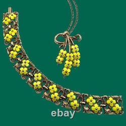 CROWN TRIFARI Alfred Philippe Yellow Forget Me Not Floral Bracelet & Pendant HTF