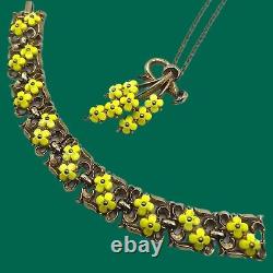 CROWN TRIFARI Alfred Philippe Yellow Forget Me Not Floral Bracelet & Pendant HTF