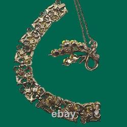 CROWN TRIFARI Alfred Philippe Yellow Forget Me Not Floral Bracelet & Pendant HTF
