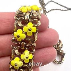 CROWN TRIFARI Alfred Philippe Yellow Forget Me Not Floral Bracelet & Pendant HTF
