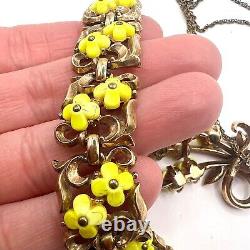 CROWN TRIFARI Alfred Philippe Yellow Forget Me Not Floral Bracelet & Pendant HTF