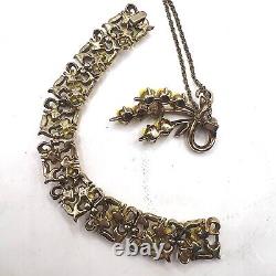 CROWN TRIFARI Alfred Philippe Yellow Forget Me Not Floral Bracelet & Pendant HTF