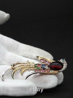 CROWN TRIFARI c1945 Sterling ALFRED PHILIPPE JELLY BELLY LYRE BIRD BROOCH