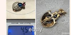 Collectible Trifari Alfred Philippe Miniature Sapphire, Ruby Chick in Egg Brooch