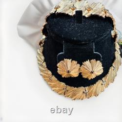 Copyright By Crown TRIFARI SET Alfred Philippe Brutalist Ruffle Leaf Rustic