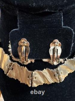 Copyright By Crown TRIFARI SET Alfred Philippe Brutalist Ruffle Leaf Rustic