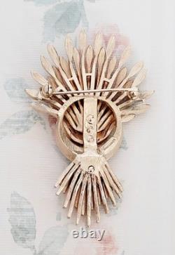 Crown TRIFARI Alfred Philippe Brown Enamel Spikelets Flowers Gold Tone Brooch