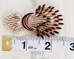 Crown TRIFARI Alfred Philippe Brown Enamel Spikelets Flowers Gold Tone Brooch