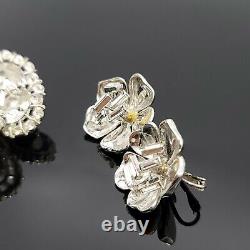 Crown TRIFARI Alfred Philippe Clear Rhinestone Flower Earrings Pendant Pat Pend