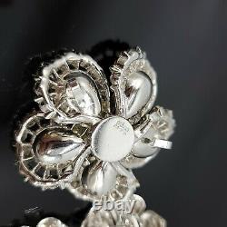 Crown TRIFARI Alfred Philippe Clear Rhinestone Flower Earrings Pendant Pat Pend