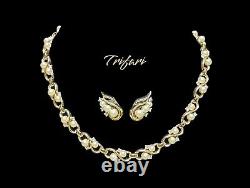 Crown TRIFARI Alfred Philippe LUCERNE Faux Pearl Gold Necklace & Clip Earrings