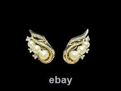 Crown TRIFARI Alfred Philippe LUCERNE Faux Pearl Gold Necklace & Clip Earrings