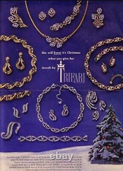 Crown TRIFARI Alfred Philippe LUCERNE Faux Pearl Gold Necklace & Clip Earrings