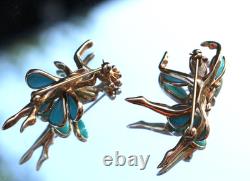 Crown TRIFARI Alfred Philippe Pair of Turquoise Ballet Petalettes Dancer Pins