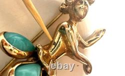 Crown TRIFARI Alfred Philippe Pair of Turquoise Ballet Petalettes Dancer Pins