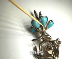 Crown TRIFARI Alfred Philippe Pair of Turquoise Ballet Petalettes Dancer Pins