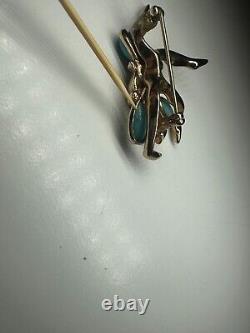 Crown TRIFARI Alfred Philippe Pair of Turquoise Ballet Petalettes Dancer Pins