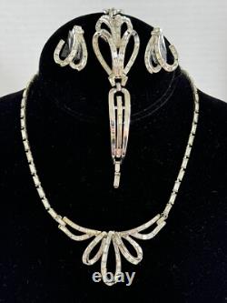 Crown TRIFARI Alfred Philippe Place Vendome Baguette Rhinestone Necklace Set