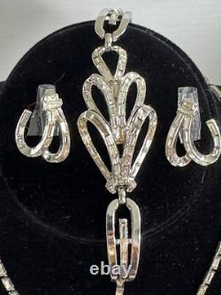 Crown TRIFARI Alfred Philippe Place Vendome Baguette Rhinestone Necklace Set